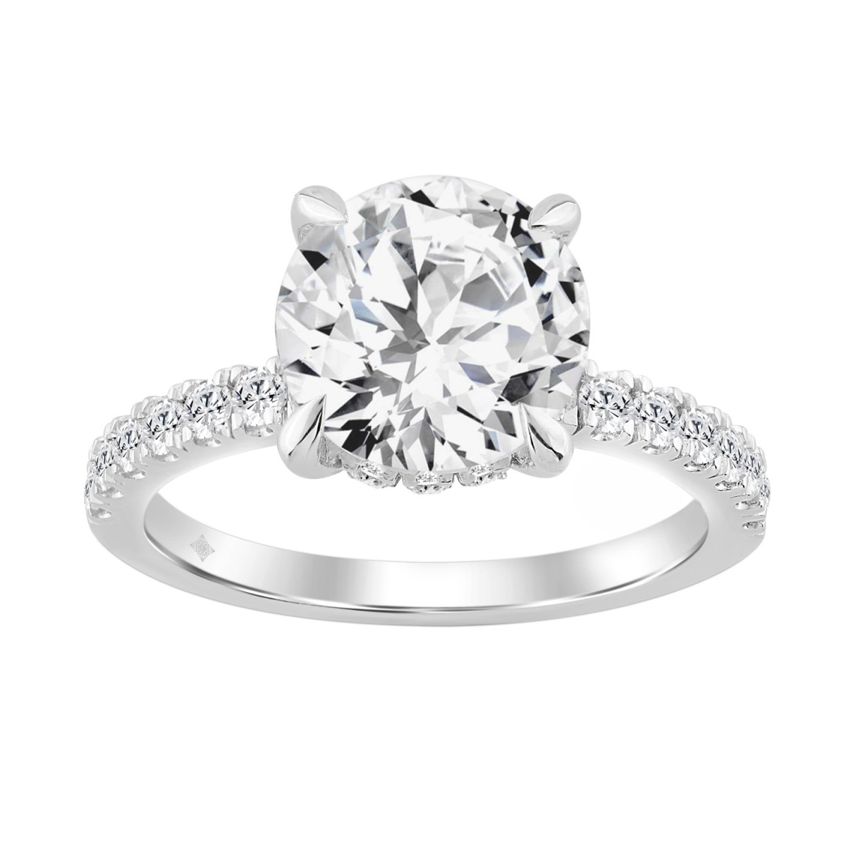 14K WHITE GOLD 4 3/4CT ROUND DIAMOND LADIES RING (CENTER STONE ROUND DIAMOND 4.00CT)