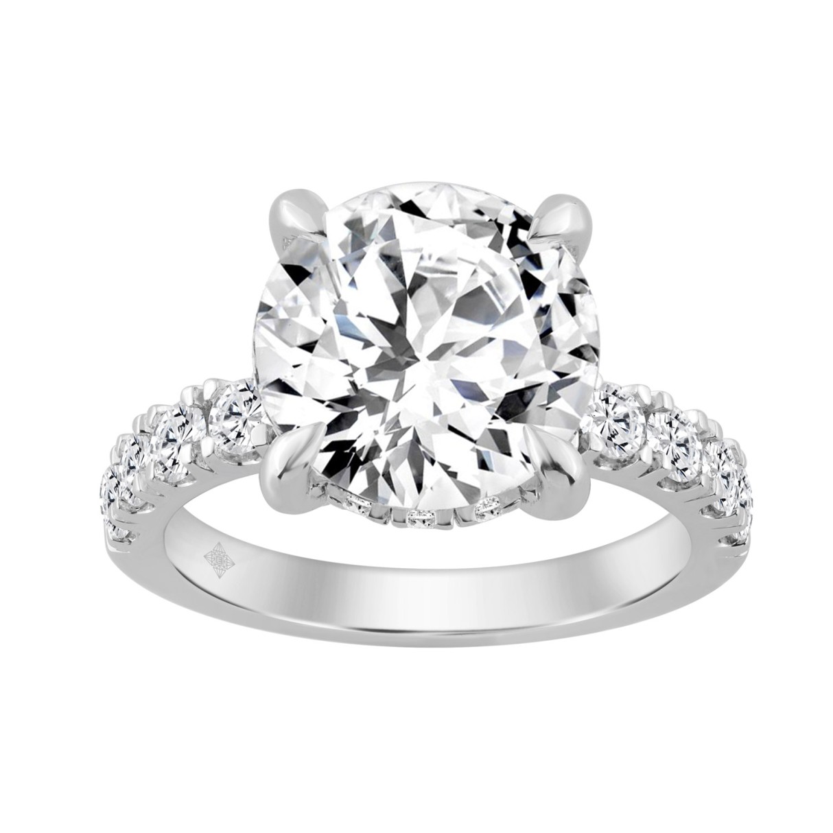 14K WHITE GOLD 6.00CT ROUND DIAMOND LADIES RING (CENTER STONE ROUND DIAMOND 5.00CT)