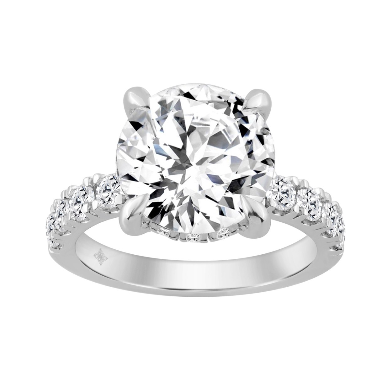 14K WHITE GOLD 6.00CT ROUND DIAMOND LADIES RING (C...