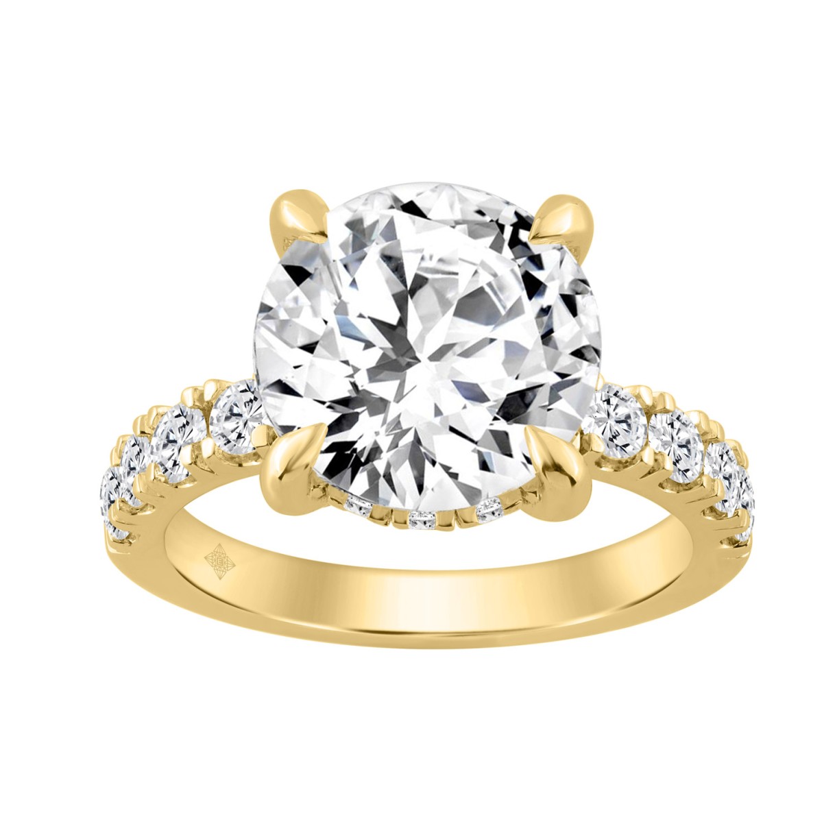 14K YELLOW GOLD 6.00CT ROUND DIAMOND LADIES RING (...