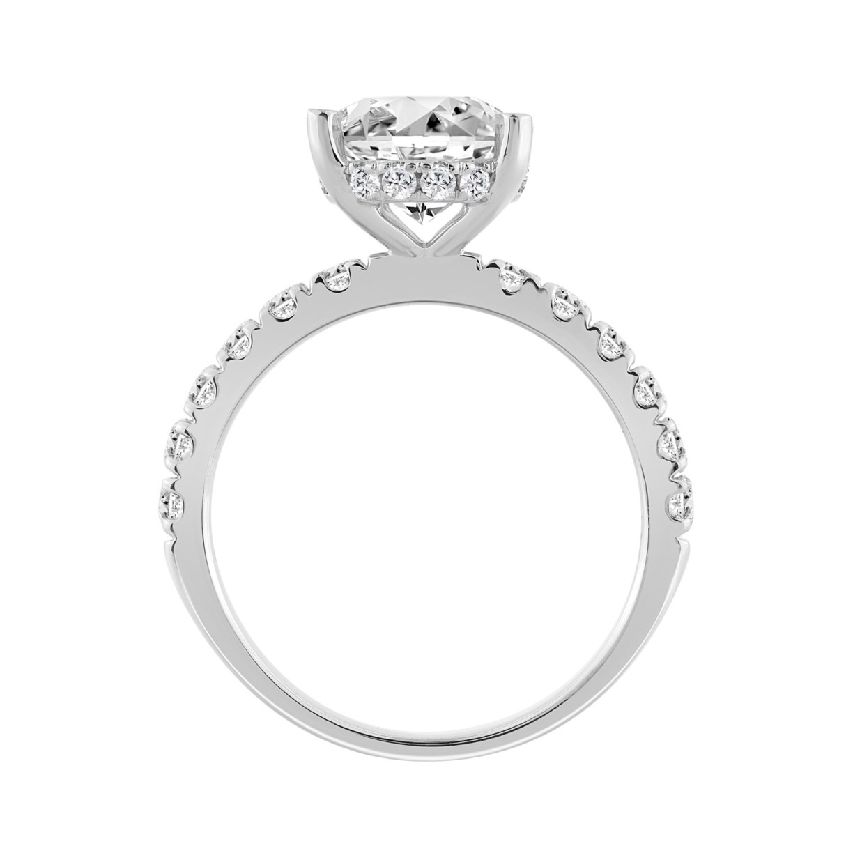 14K WHITE GOLD 4 3/4CT ROUND/OVAL DIAMOND LADIES RING (CENTER STONE OVAL DIAMOND 4CT)