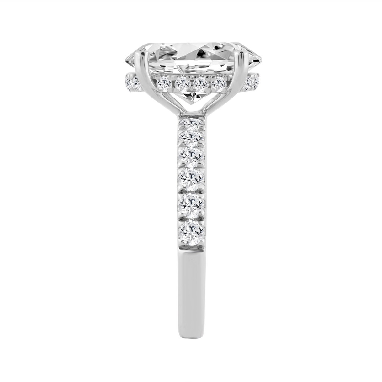 14K WHITE GOLD 4 3/4CT ROUND/OVAL DIAMOND LADIES RING (CENTER STONE OVAL DIAMOND 4CT)