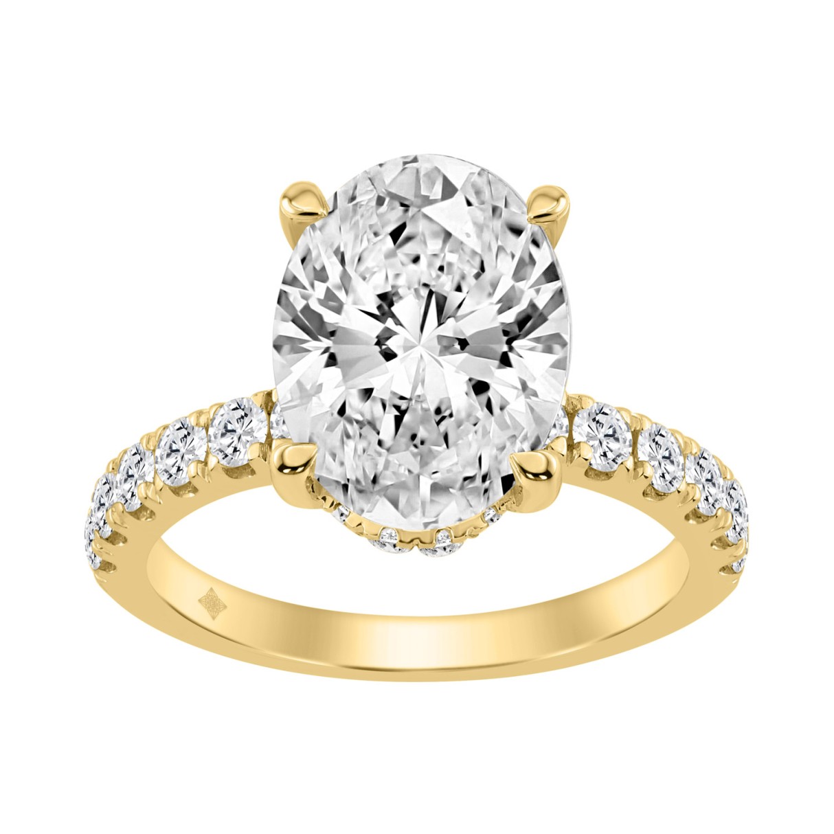 14K YELLOW GOLD 4 3/4CT ROUND/OVAL DIAMOND LADIES RING (CENTER STONE OVAL DIAMOND 4CT)