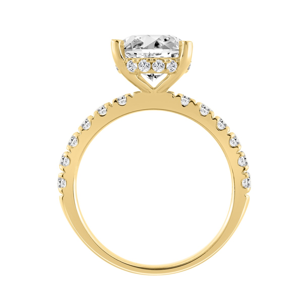 14K YELLOW GOLD 4 3/4CT ROUND/OVAL DIAMOND LADIES RING (CENTER STONE OVAL DIAMOND 4CT)