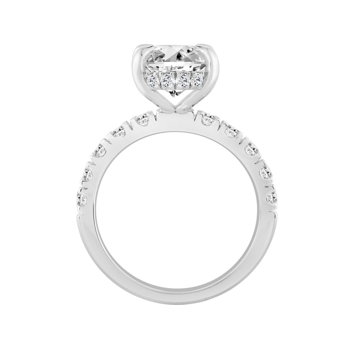 14K WHITE GOLD 6.00CT ROUND/OVAL DIAMOND LADIES RING (CENTER STONE OVAL DIAMOND 5CT)