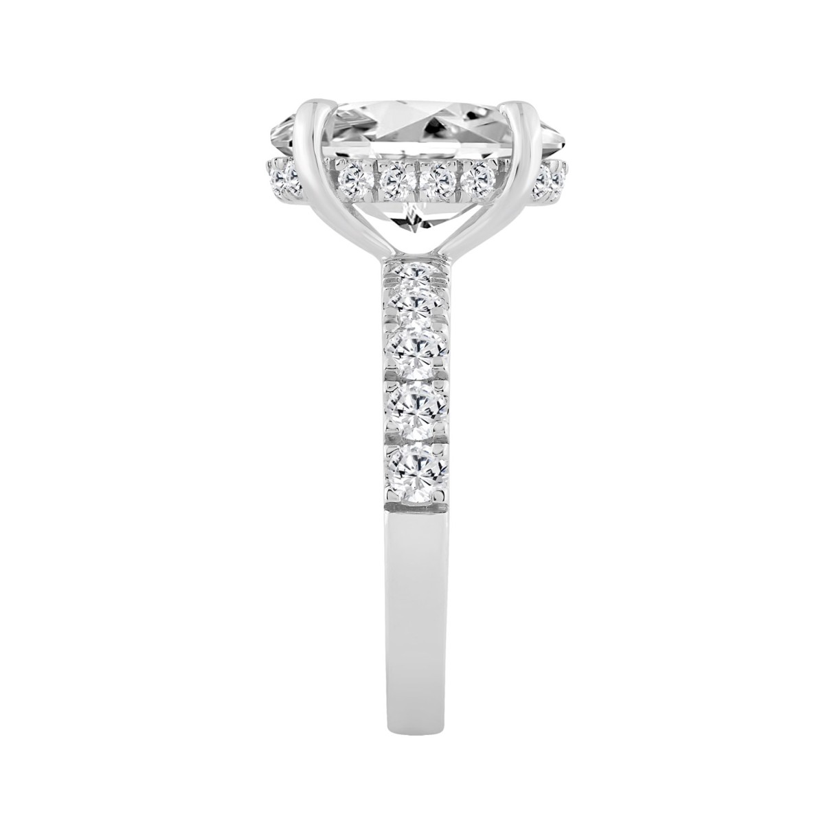 14K WHITE GOLD 6.00CT ROUND/OVAL DIAMOND LADIES RING (CENTER STONE OVAL DIAMOND 5CT)