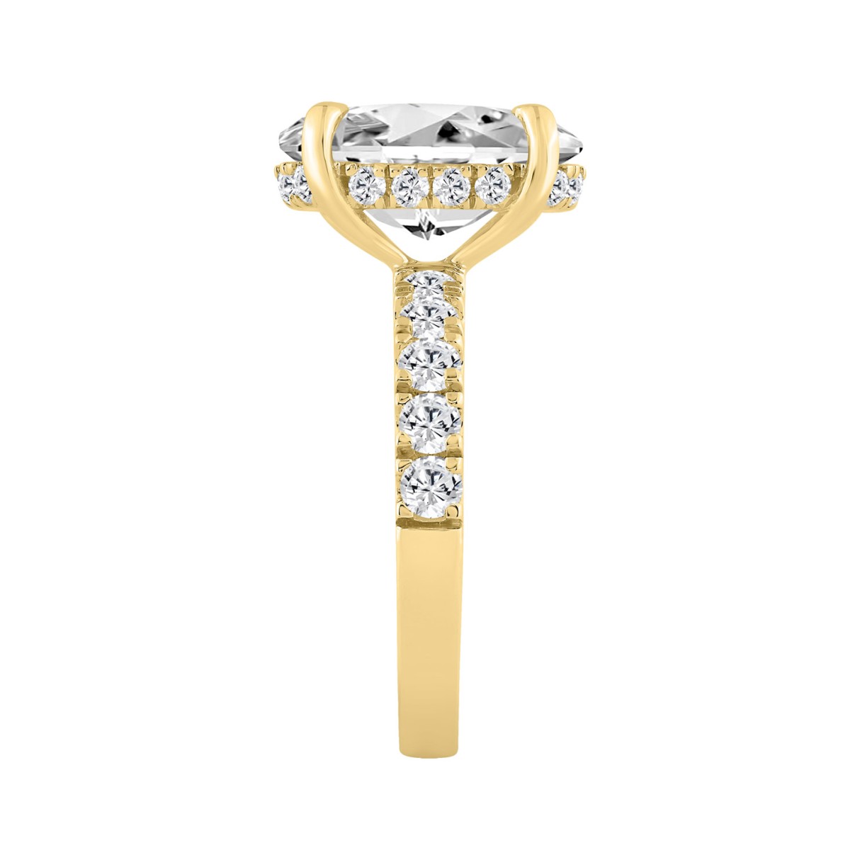 14K YELLOW GOLD 6.00CT ROUND/OVAL DIAMOND LADIES RING (CENTER STONE OVAL DIAMOND 5.00CT)