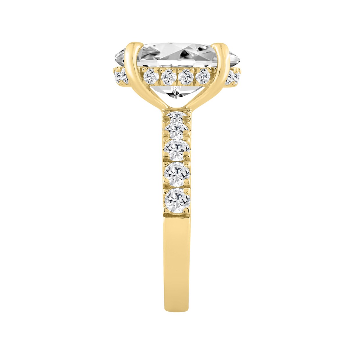 14K YELLOW GOLD 6.00CT ROUND/OVAL DIAMOND LADIES RING (CENTER STONE OVAL DIAMOND 5.00CT)