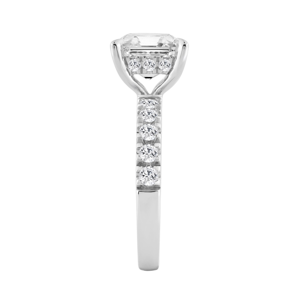 14K WHITE GOLD 4 3/4CT ROUND/CUSHION DIAMOND LADIES RING (CENTER STONE CUSHION DIAMOND 4CT)