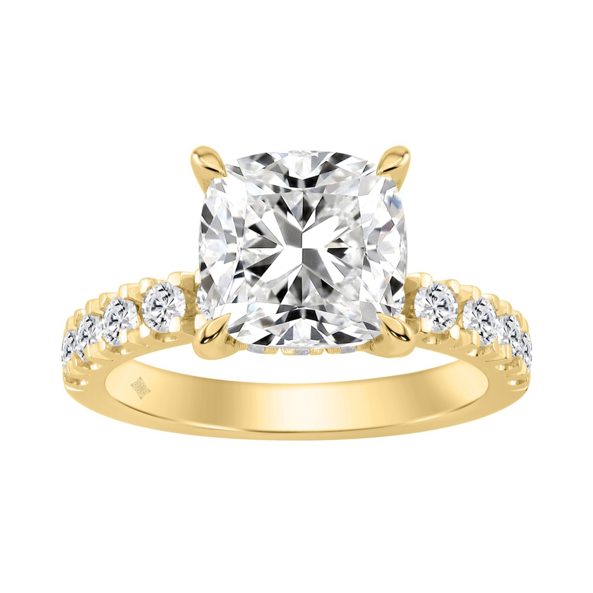 14K YELLOW GOLD 4 3/4CT ROUND/CUSHION DIAMOND LADI...