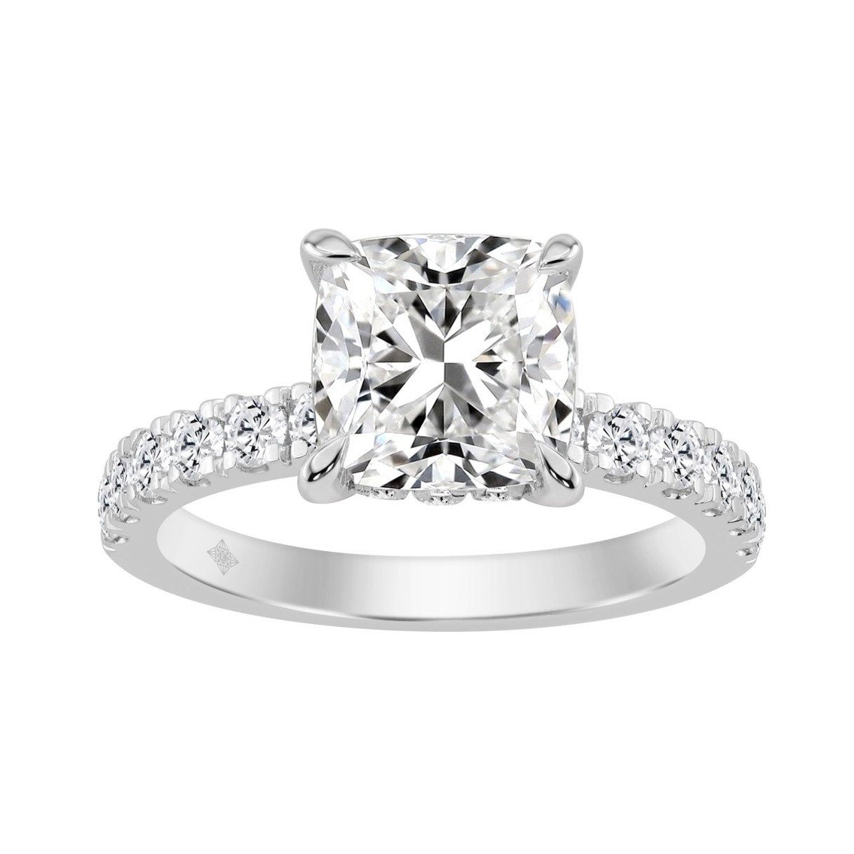 14K WHITE GOLD 6.00CT ROUND/CUSHION DIAMOND LADIES...