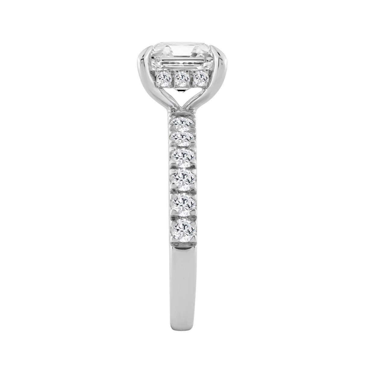 14K WHITE GOLD 6.00CT ROUND/CUSHION DIAMOND LADIES RING (CENTER STONE CUSHION DIAMOND 5CT)