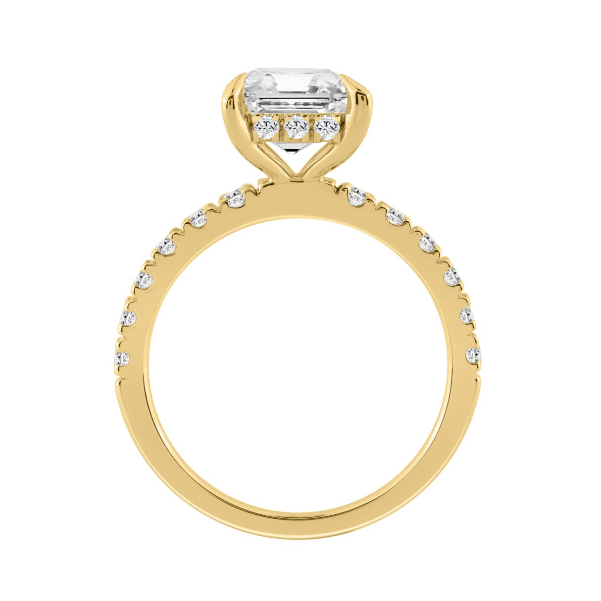 14K YELLOW GOLD 6.00CT ROUND/CUSHION DIAMOND LADIES RING (CENTER STONE CUSHION DIAMOND 5CT)