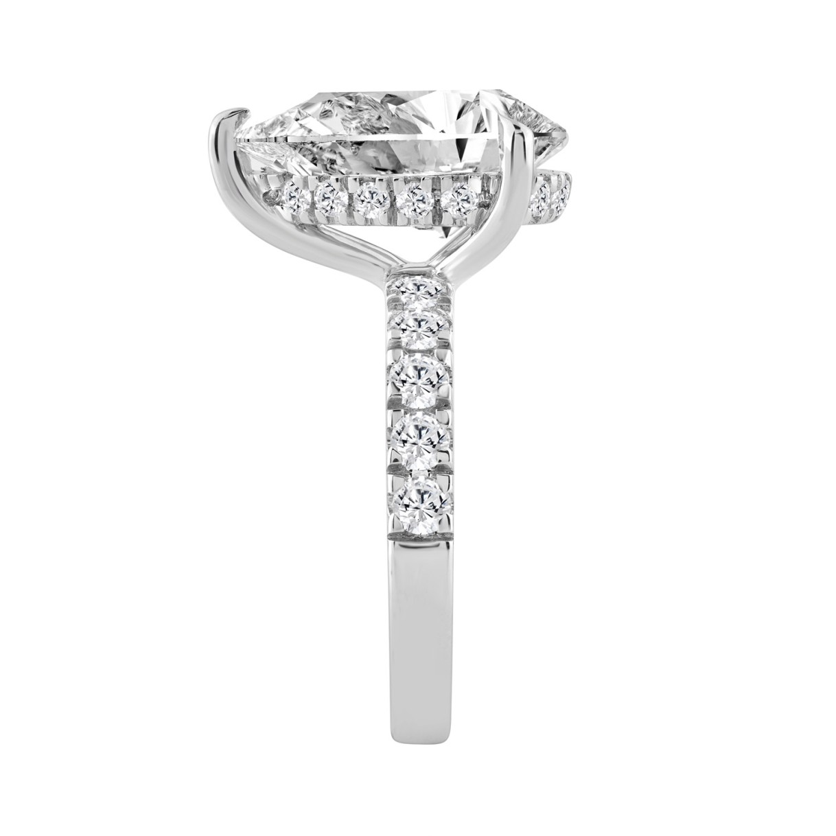 14K WHITE GOLD 4 3/4CT ROUND/PEAR DIAMOND LADIES RING (CENTER STONE PEAR DIAMOND 4CT)