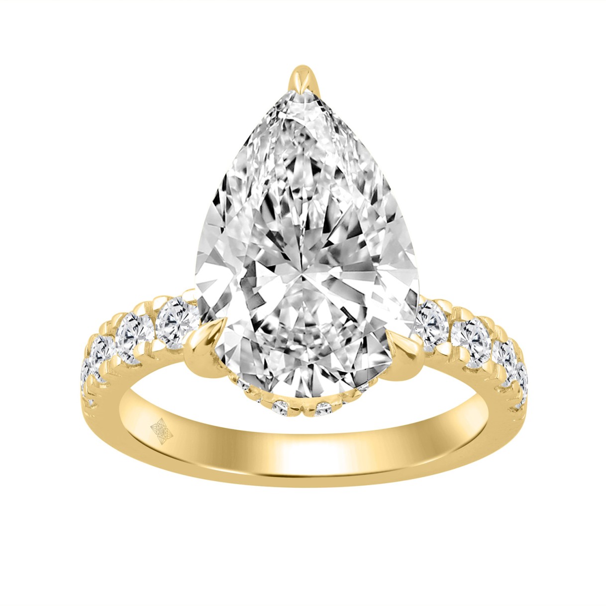 14K YELLOW GOLD 4 3/4CT ROUND/PEAR DIAMOND LADIES ...