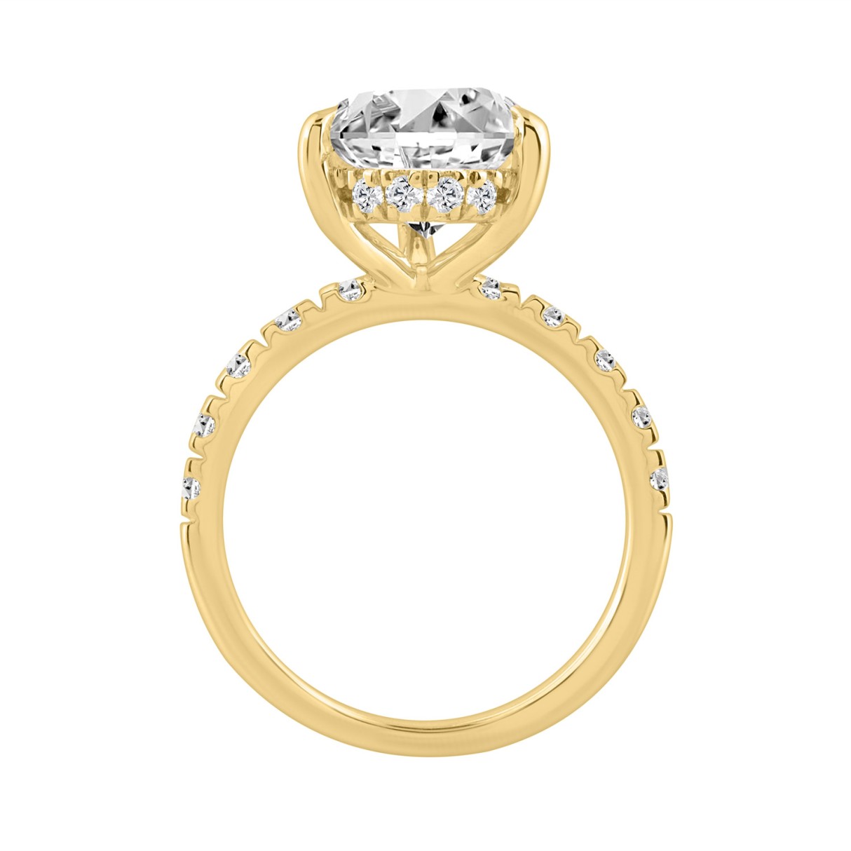 14K YELLOW GOLD 4 3/4CT ROUND/PEAR DIAMOND LADIES RING (CENTER STONE PEAR DIAMOND 4CT)