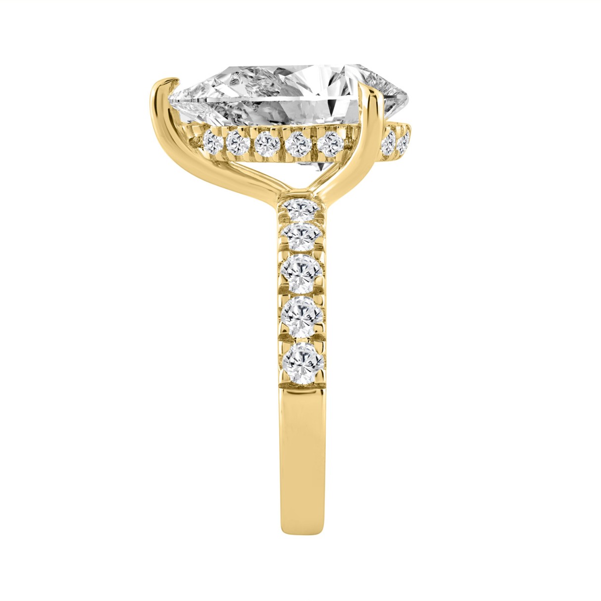 14K YELLOW GOLD 4 3/4CT ROUND/PEAR DIAMOND LADIES RING (CENTER STONE PEAR DIAMOND 4CT)