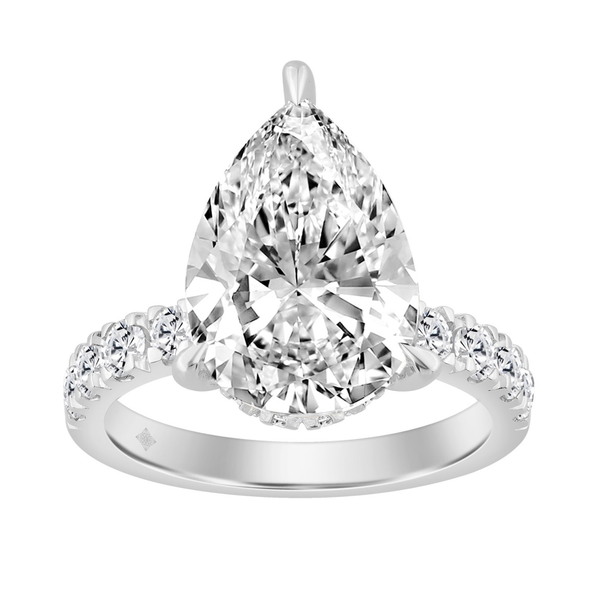 14K WHITE GOLD 6.00CT ROUND/PEAR DIAMOND LADIES RI...