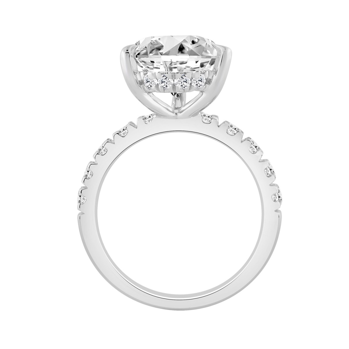 14K WHITE GOLD 6.00CT ROUND/PEAR DIAMOND LADIES RING (CENTER STONE PEAR DIAMOND 5CT
