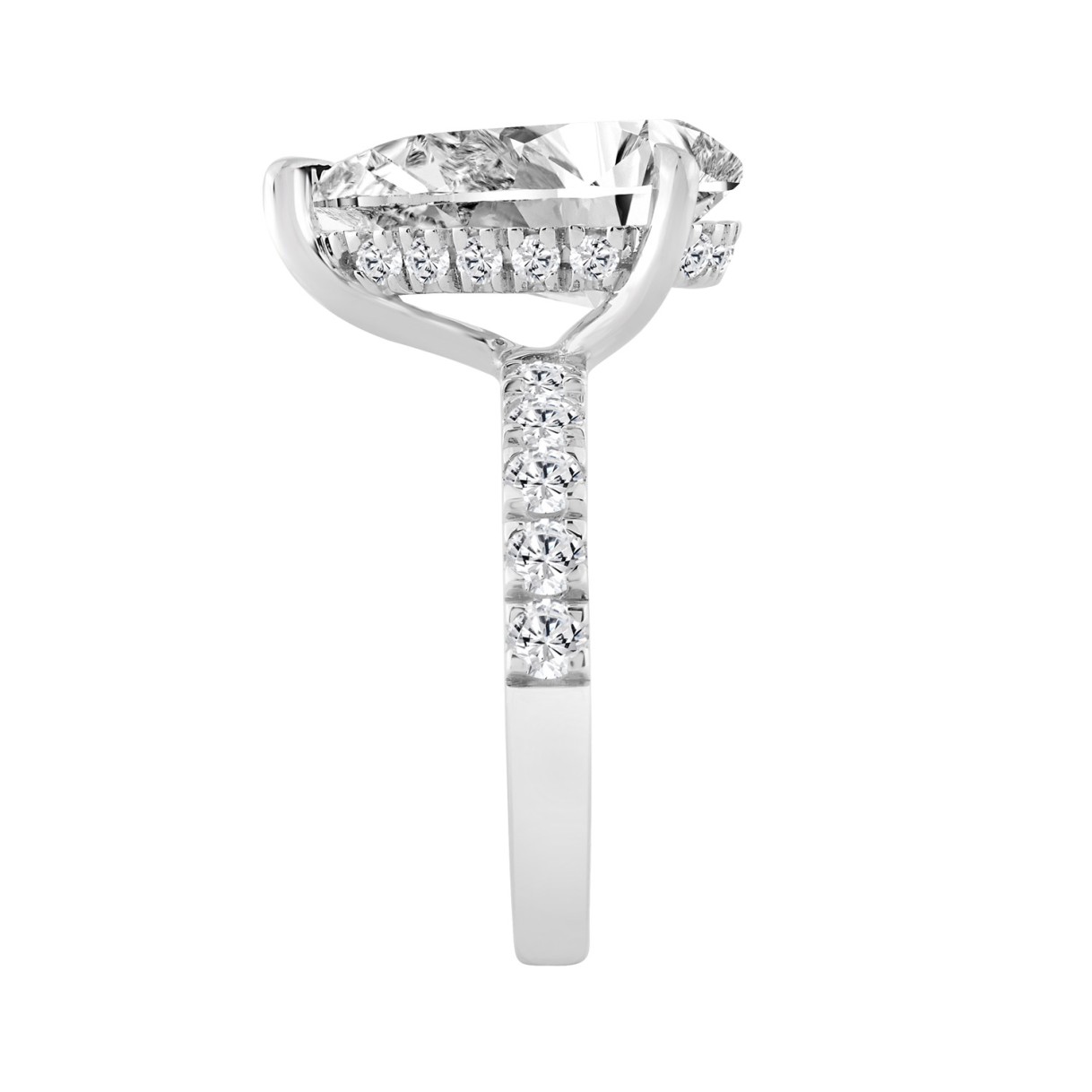 14K WHITE GOLD 6.00CT ROUND/PEAR DIAMOND LADIES RING (CENTER STONE PEAR DIAMOND 5CT