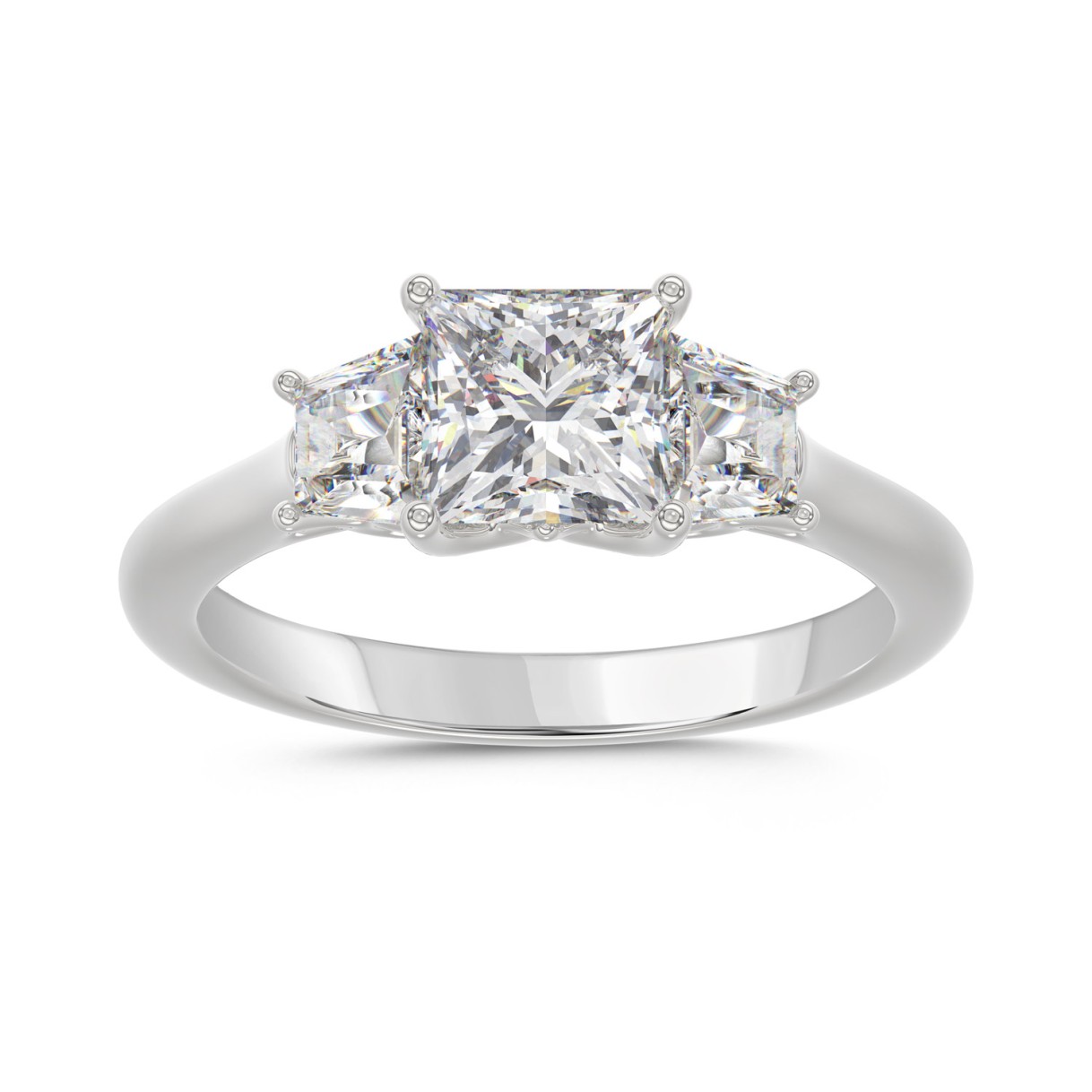 14K WHITE GOLD 1 3/4CT PRINCESS/TRAPEZOID DIAMOND ...