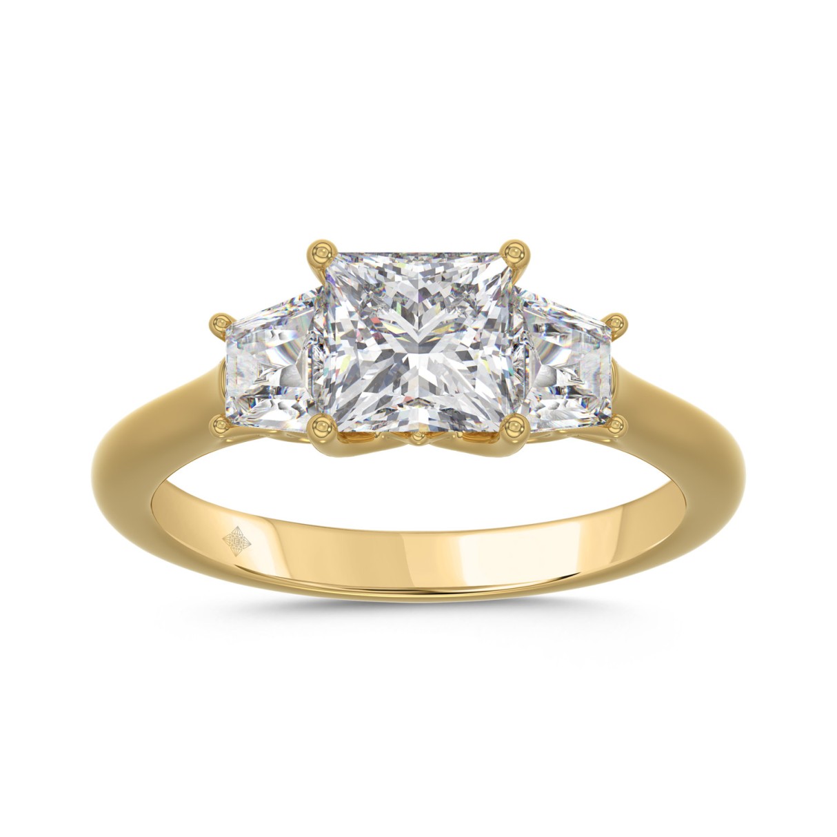 14K YELLOW GOLD 1 3/4CT PRINCESS/TRAPEZOID DIAMOND...
