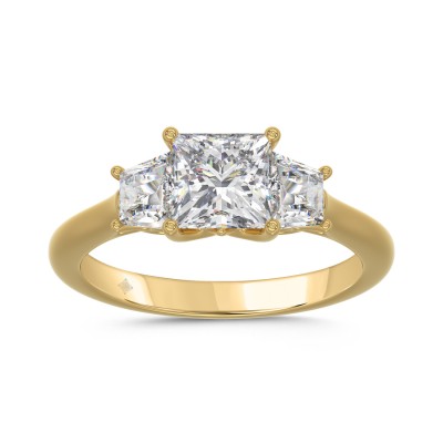 14K YELLOW GOLD 1 3/4CT PRINCESS/TRAPEZOID DIAMOND LADIES RING (CENTER STONE PRINCESS DIAMOND 1 1/4CT)