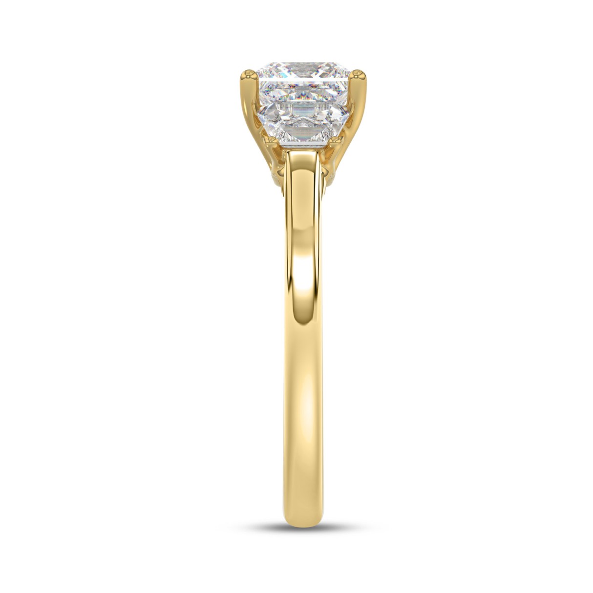 14K YELLOW GOLD 1 3/4CT PRINCESS/TRAPEZOID DIAMOND LADIES RING (CENTER STONE PRINCESS DIAMOND 1 1/4CT)