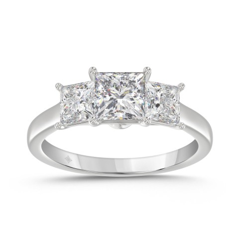 14K WHITE GOLD 2 1/6CT PRINCESS DIAMOND LADIES RING (CENTER STONE PRINCESS DIAMOND 1CT)