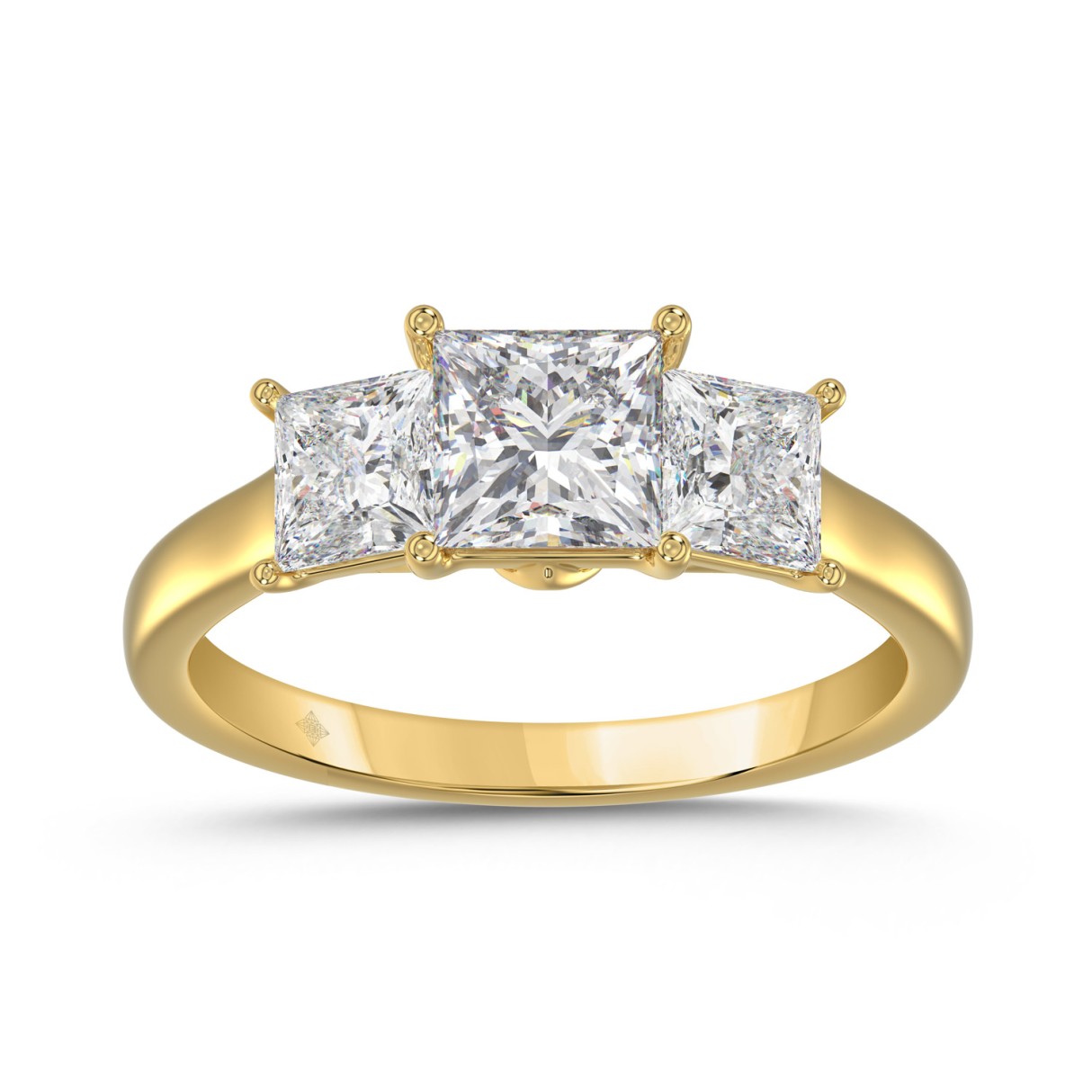 14K YELLOW GOLD 2 1/6CT PRINCESS DIAMOND LADIES RI...