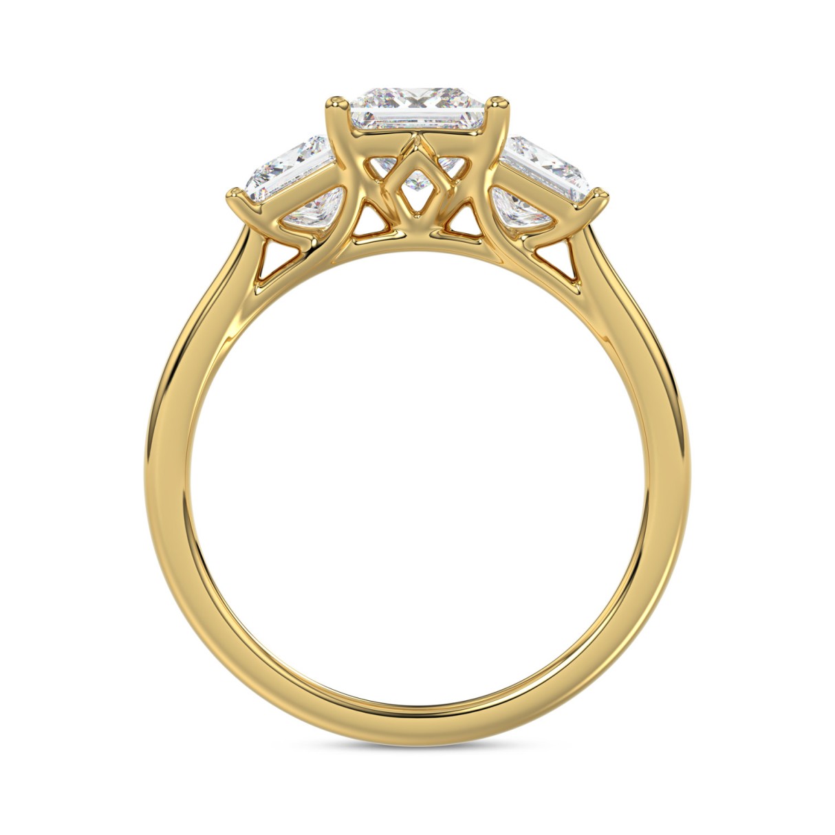 14K YELLOW GOLD 2 1/6CT PRINCESS DIAMOND LADIES RING (CENTER STONE PRINCESS DIAMOND 1CT)