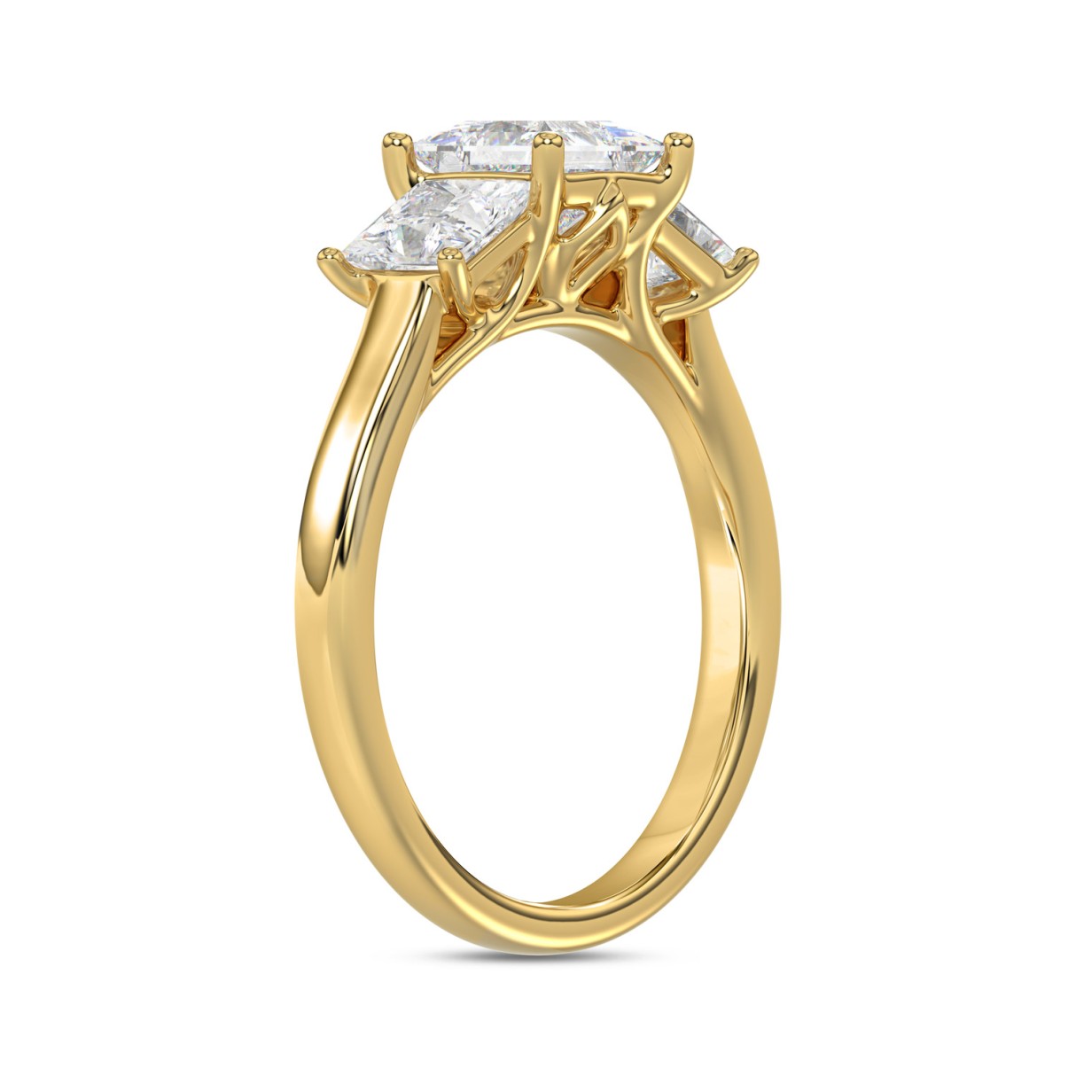 14K YELLOW GOLD 2 1/6CT PRINCESS DIAMOND LADIES RING (CENTER STONE PRINCESS DIAMOND 1CT)