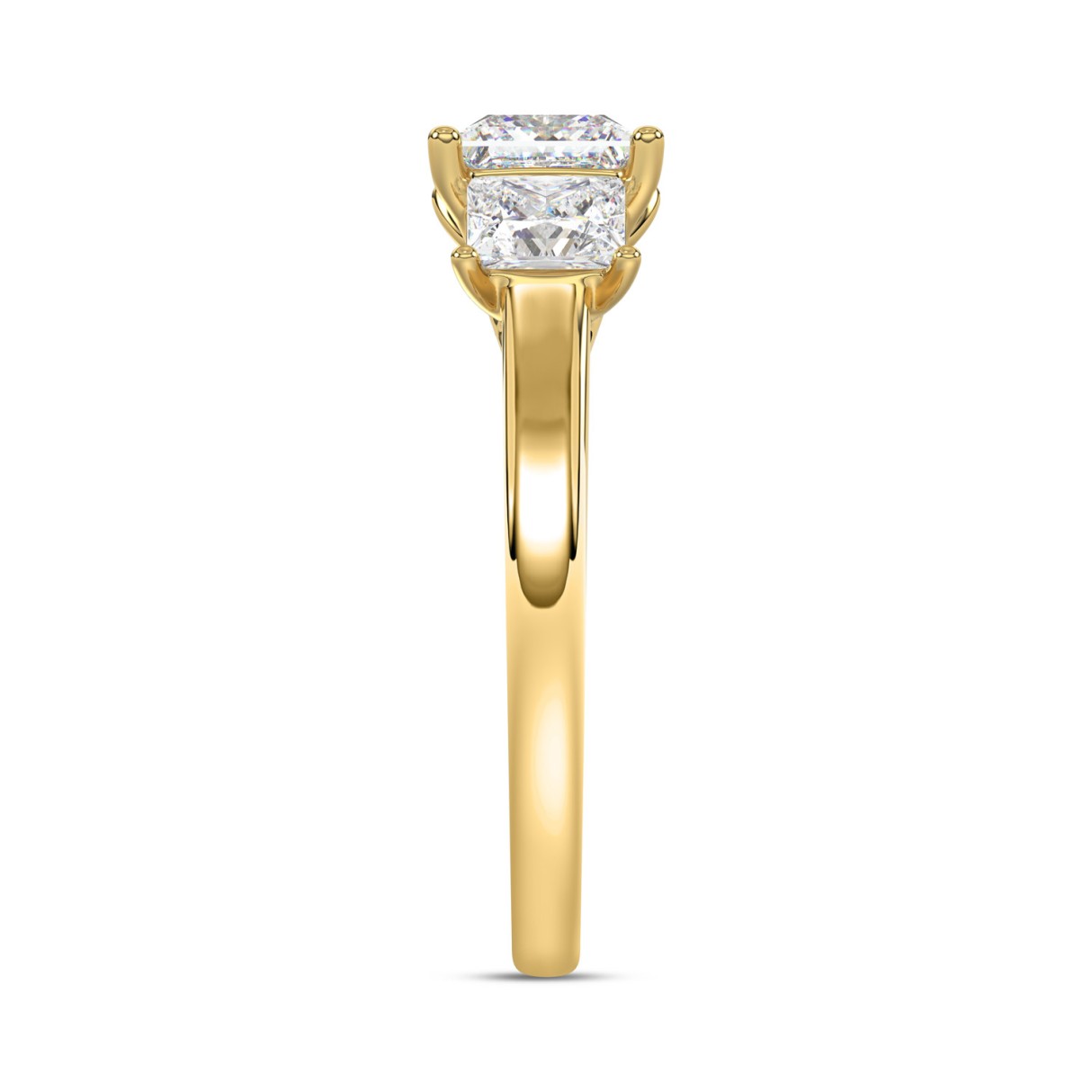 14K YELLOW GOLD 2 1/6CT PRINCESS DIAMOND LADIES RING (CENTER STONE PRINCESS DIAMOND 1CT)