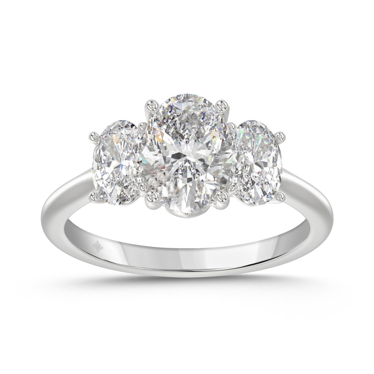 14K WHITE GOLD 2 5/8CT OVAL DIAMOND LADIES RING (C...