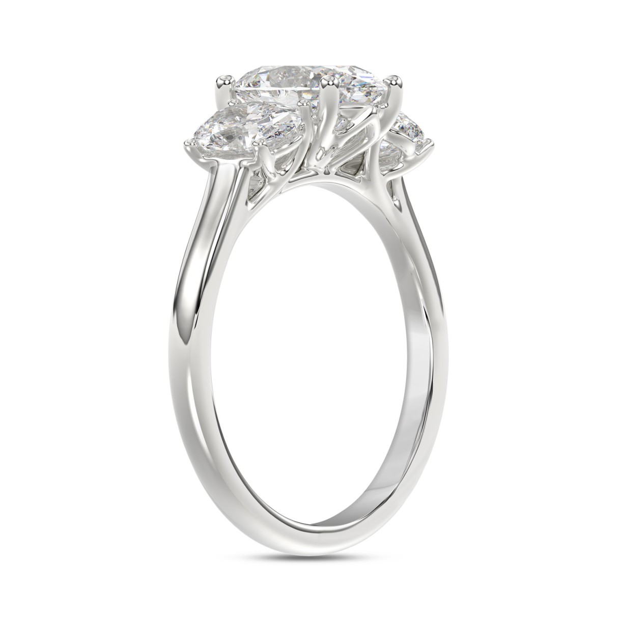 14K WHITE GOLD 2 5/8CT OVAL DIAMOND LADIES RING (CENTER STONE OVAL DIAMOND 1 1/2CT)