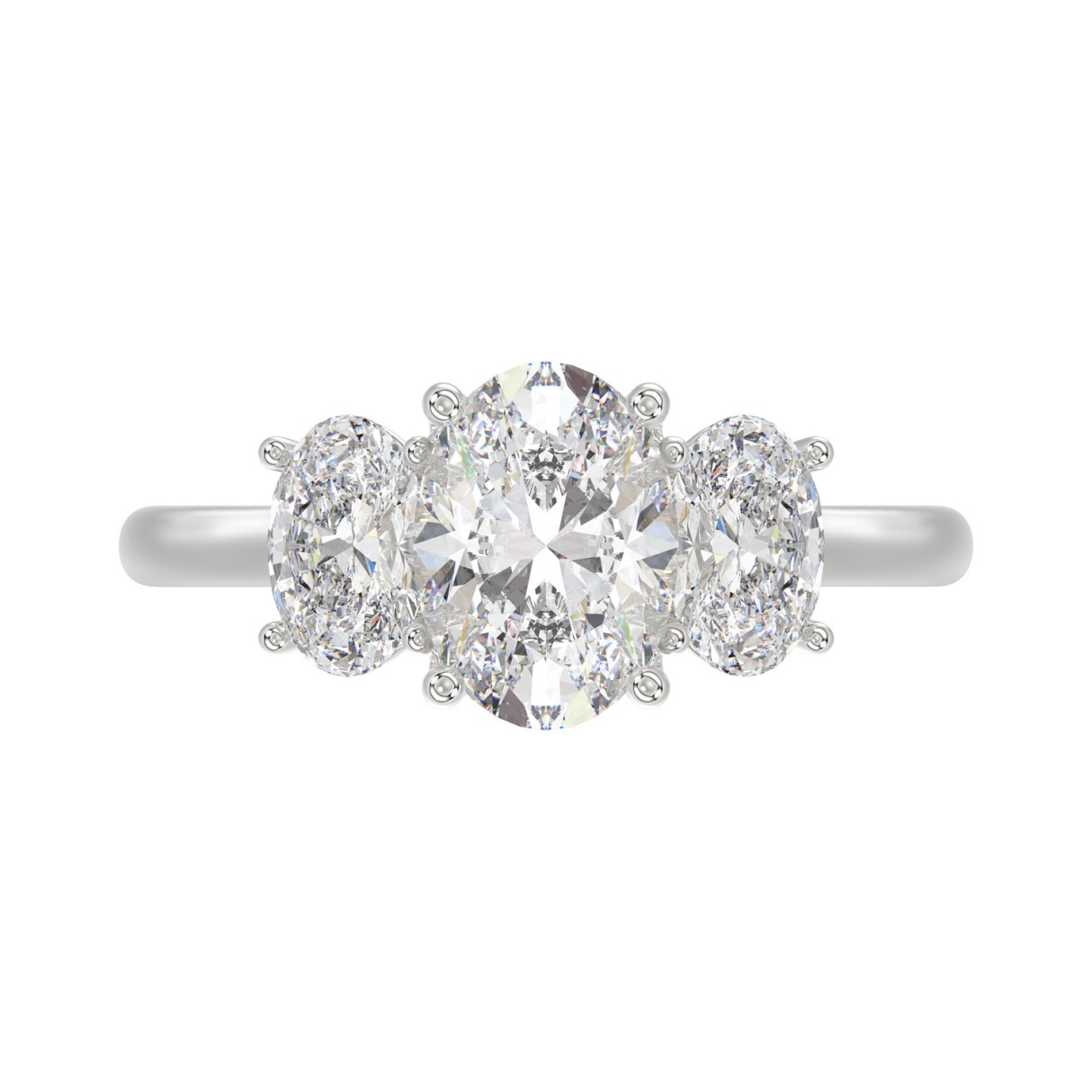 14K WHITE GOLD 2 5/8CT OVAL DIAMOND LADIES RING (CENTER STONE OVAL DIAMOND 1 1/2CT)