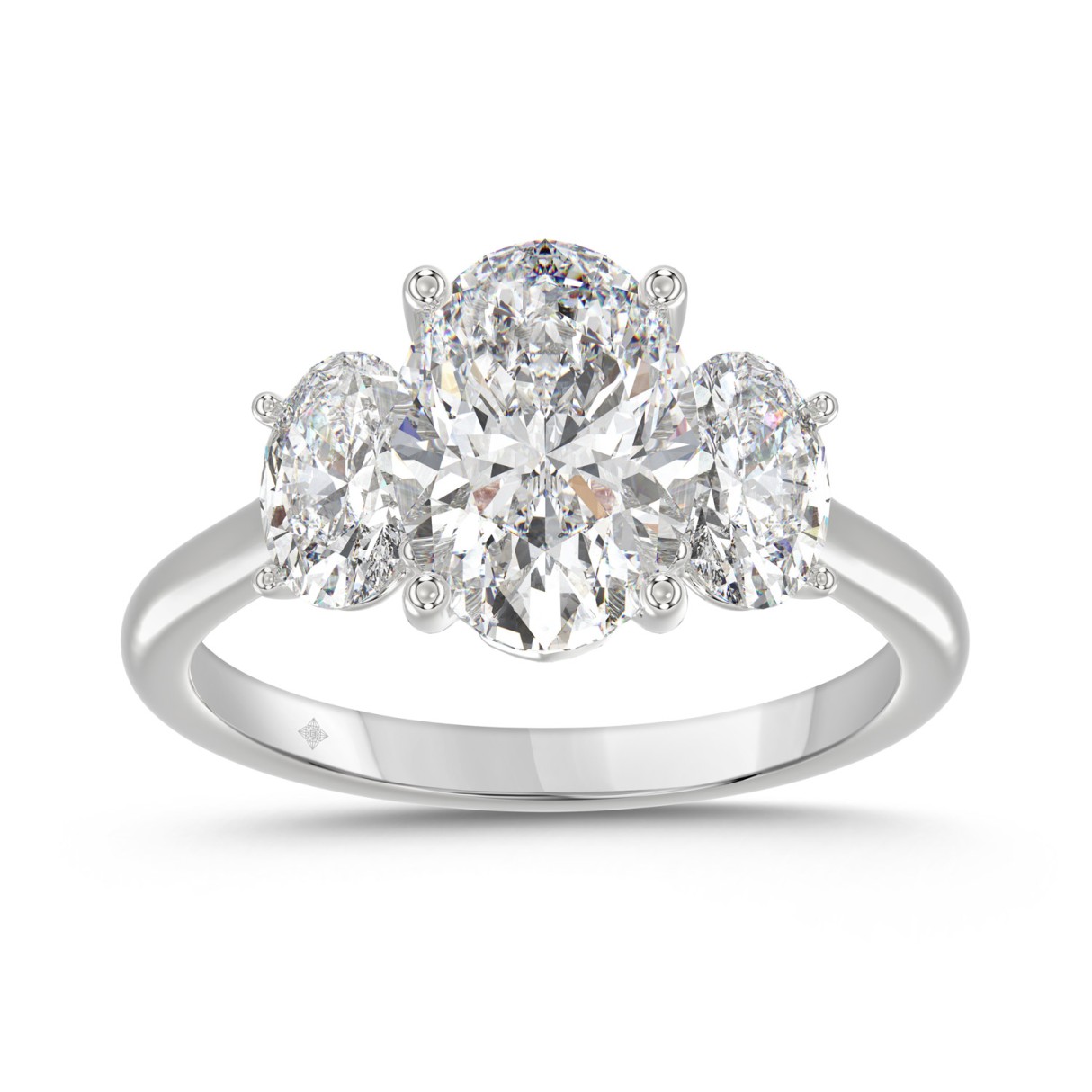 14K WHITE GOLD 3 1/5CT OVAL DIAMOND LADIES RING (C...