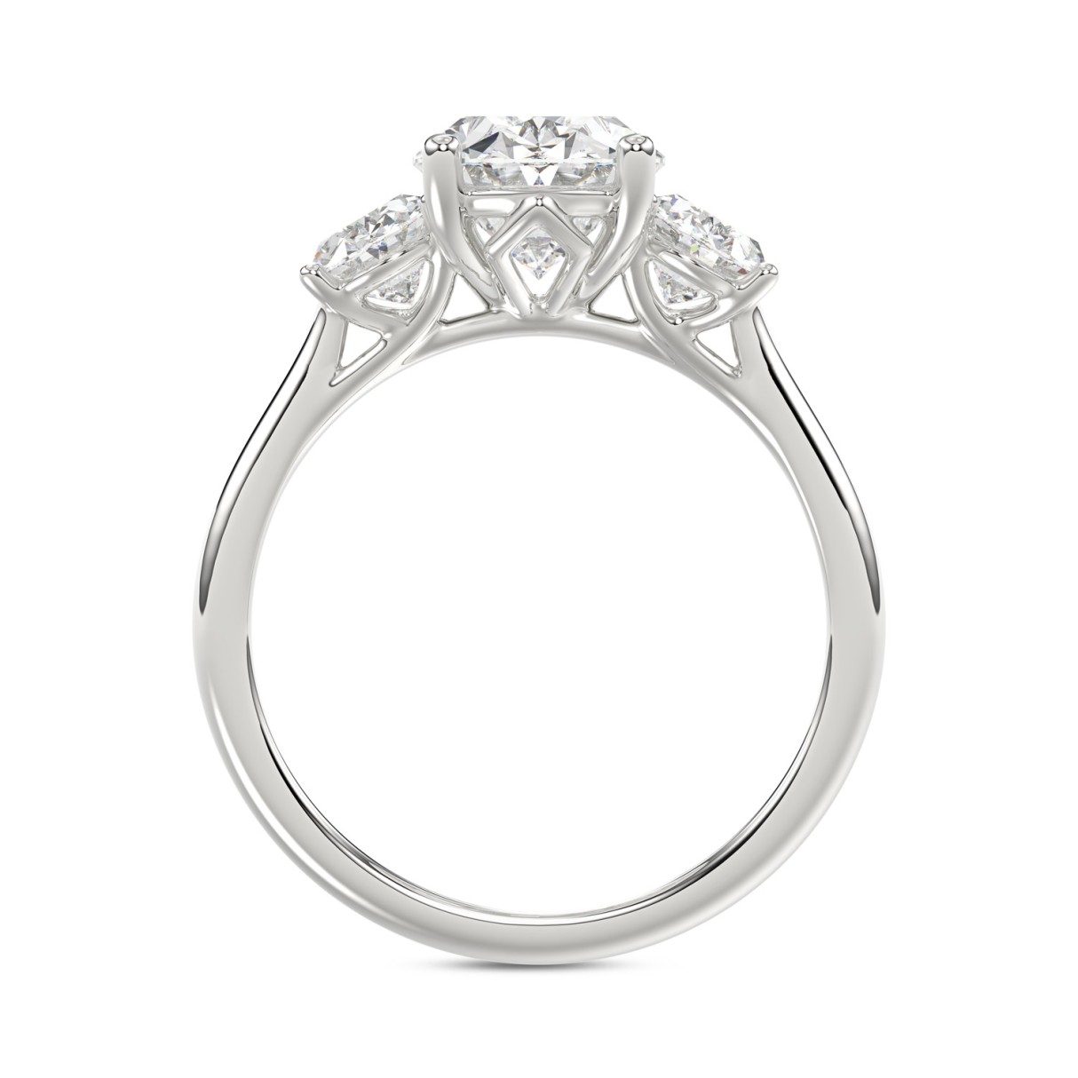 14K WHITE GOLD 3 1/5CT OVAL DIAMOND LADIES RING (CENTER STONE OVAL DIAMOND 2CT)
