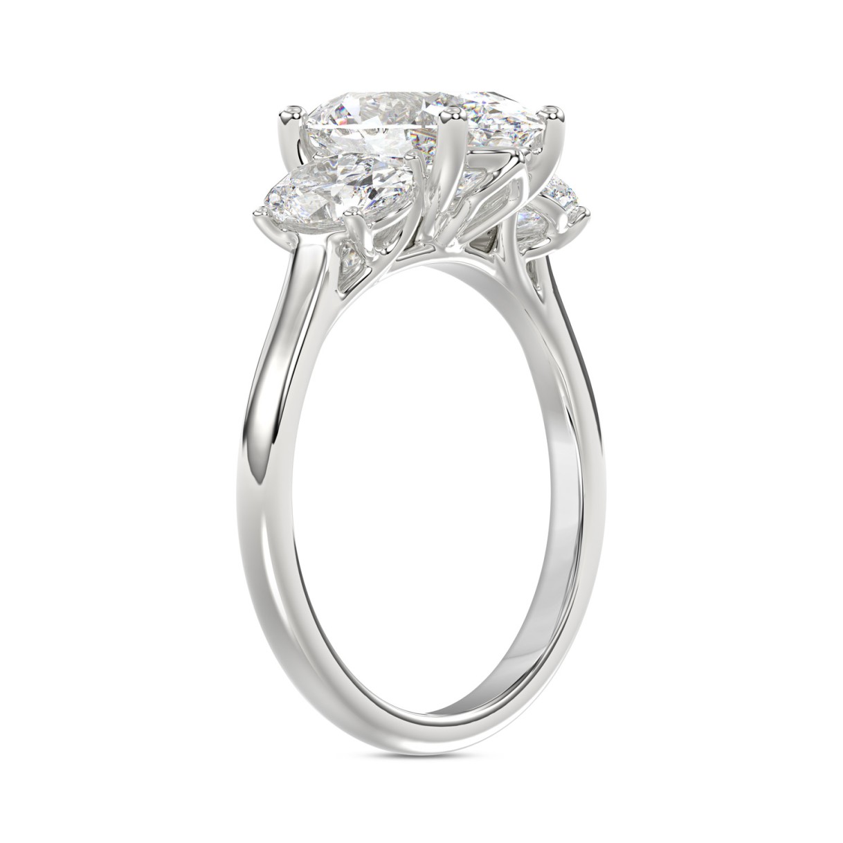 14K WHITE GOLD 3 1/5CT OVAL DIAMOND LADIES RING (CENTER STONE OVAL DIAMOND 2CT)