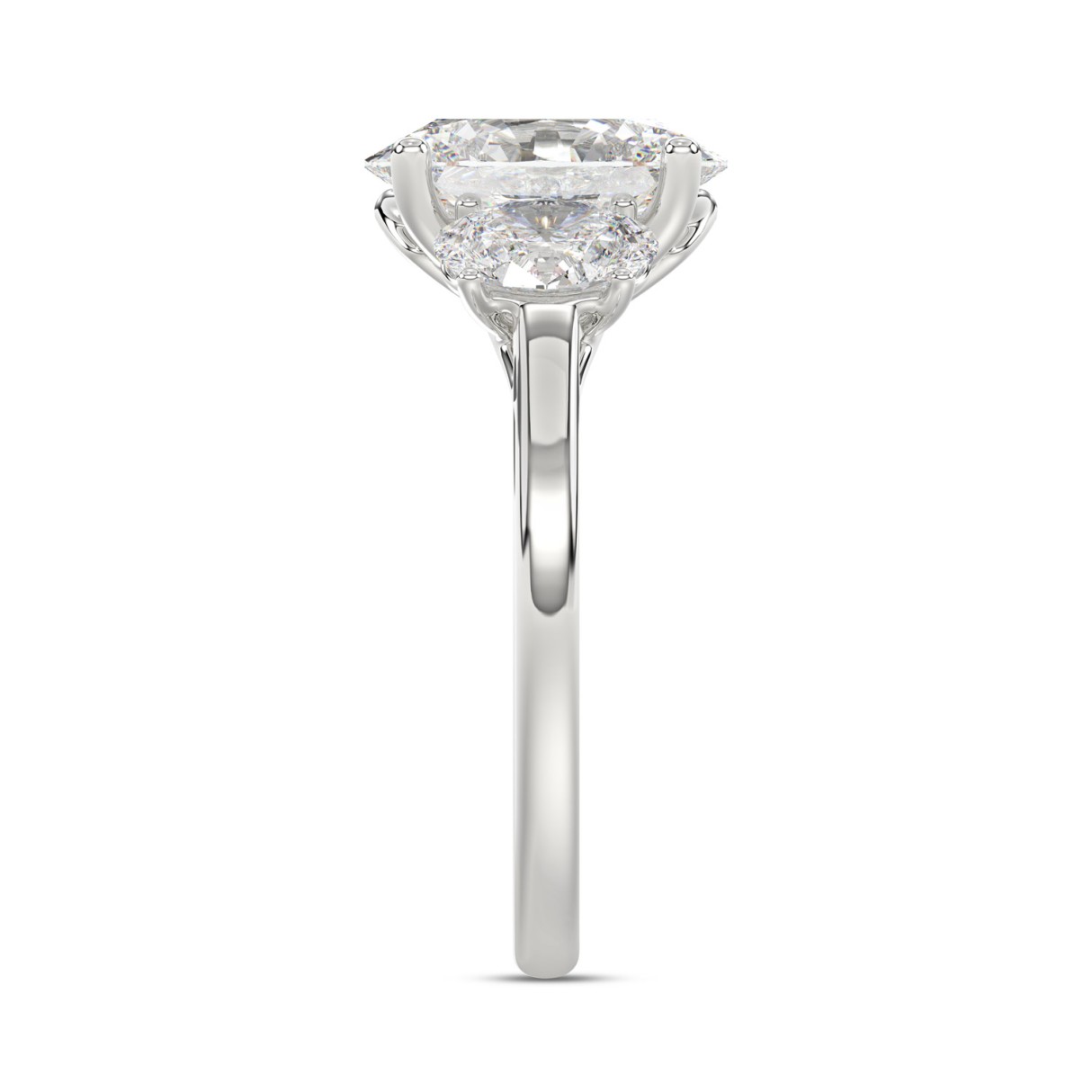 14K WHITE GOLD 3 1/5CT OVAL DIAMOND LADIES RING (CENTER STONE OVAL DIAMOND 2CT)
