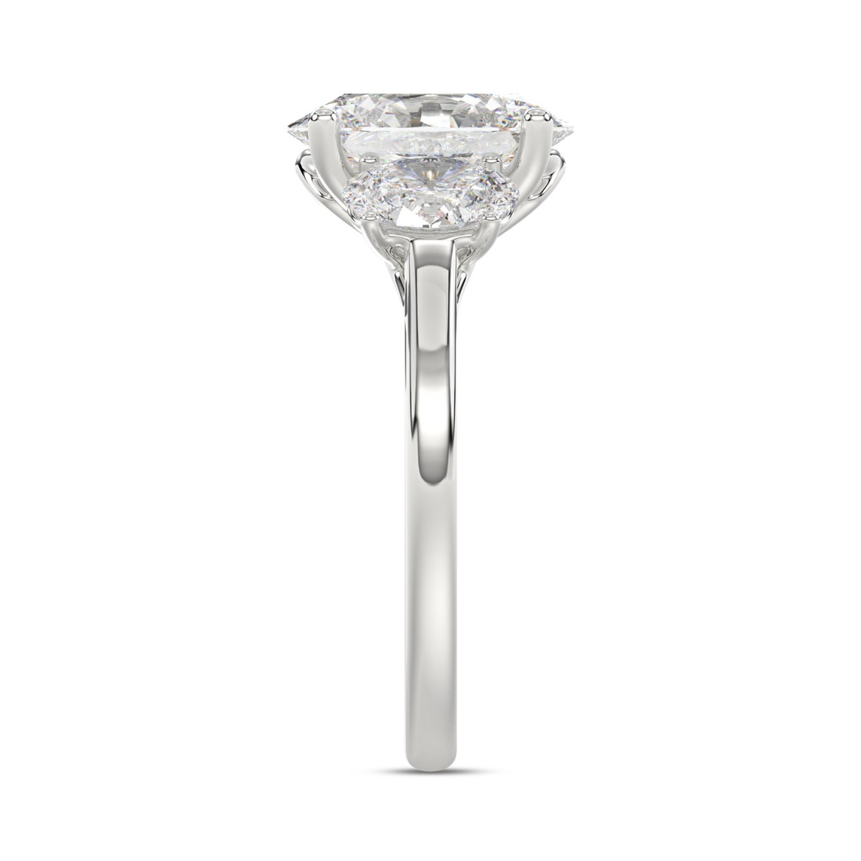 14K WHITE GOLD 3 1/5CT OVAL DIAMOND LADIES RING (CENTER STONE OVAL DIAMOND 2CT)