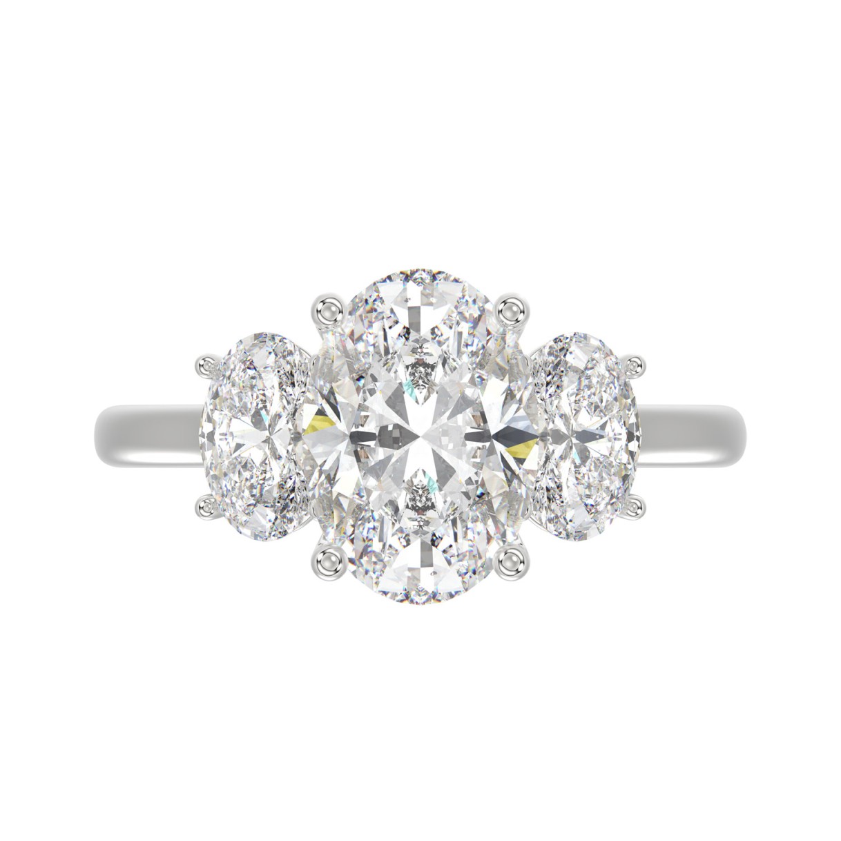 14K WHITE GOLD 3 1/5CT OVAL DIAMOND LADIES RING (CENTER STONE OVAL DIAMOND 2CT)