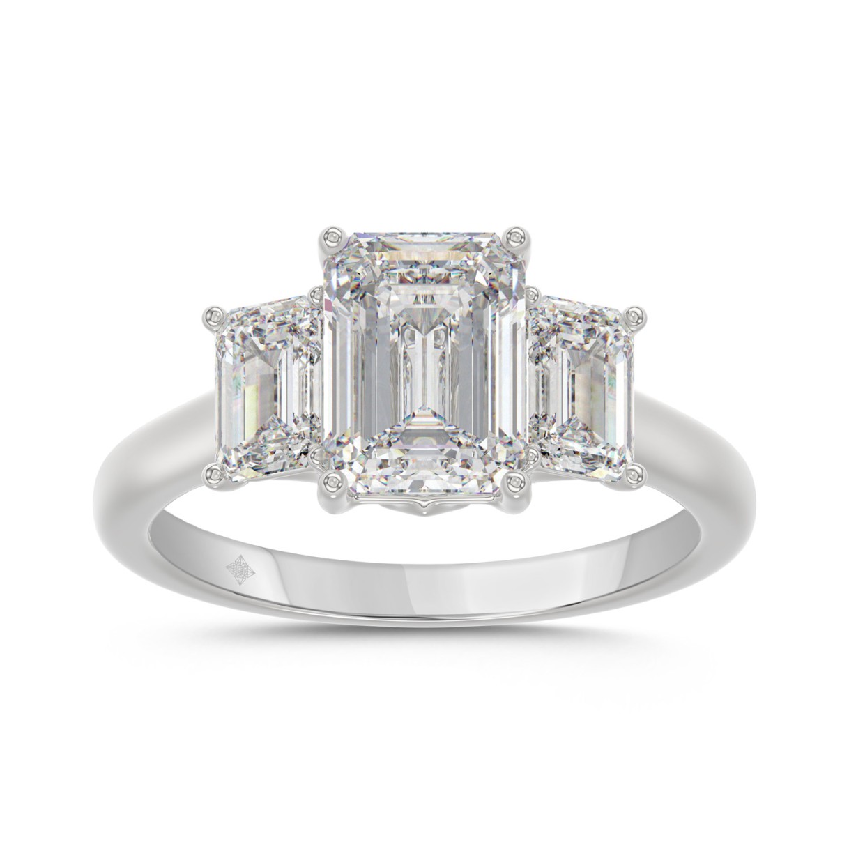 14K WHITE GOLD 3.00CT EMERALD DIAMOND LADIES RING (CENTER STONE EMERALD DIAMOND 2CT)