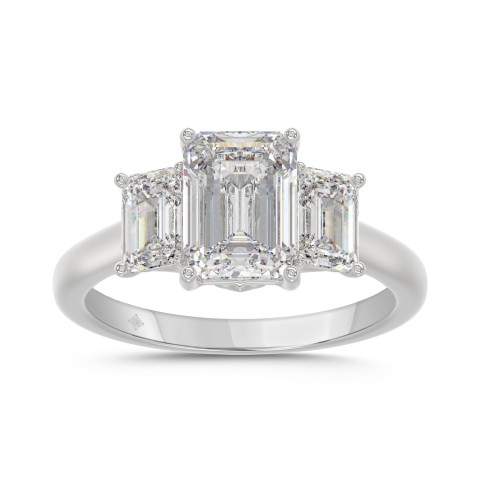 14K WHITE GOLD 3.00CT EMERALD DIAMOND LADIES RING (CENTER STONE EMERALD DIAMOND 2CT)