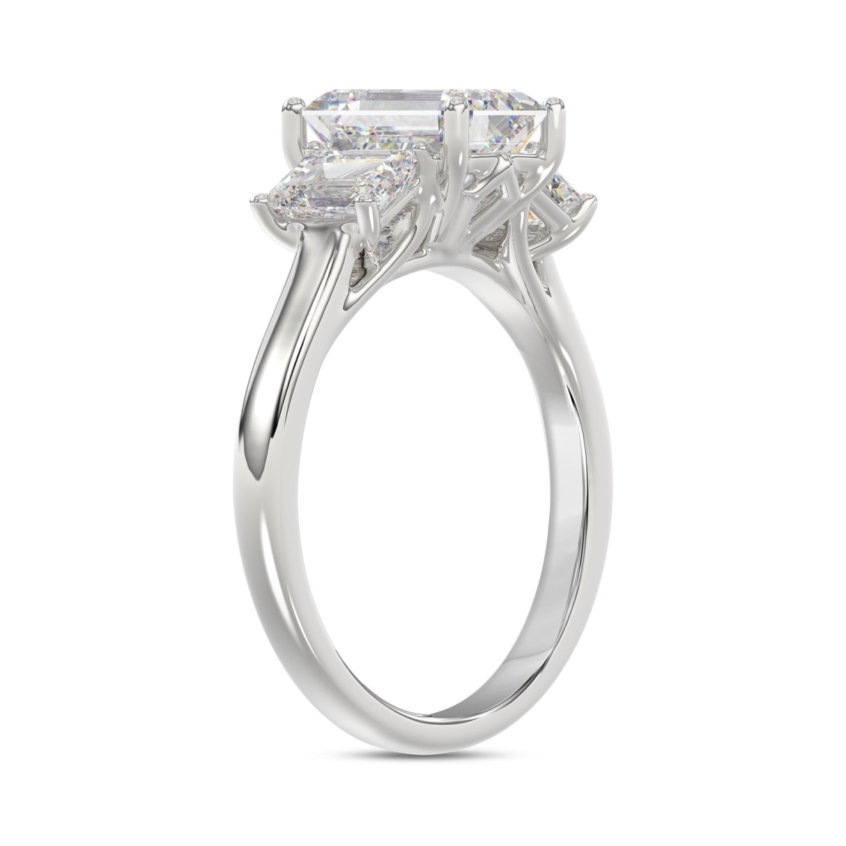 14K WHITE GOLD 3.00CT EMERALD DIAMOND LADIES RING (CENTER STONE EMERALD DIAMOND 2CT)