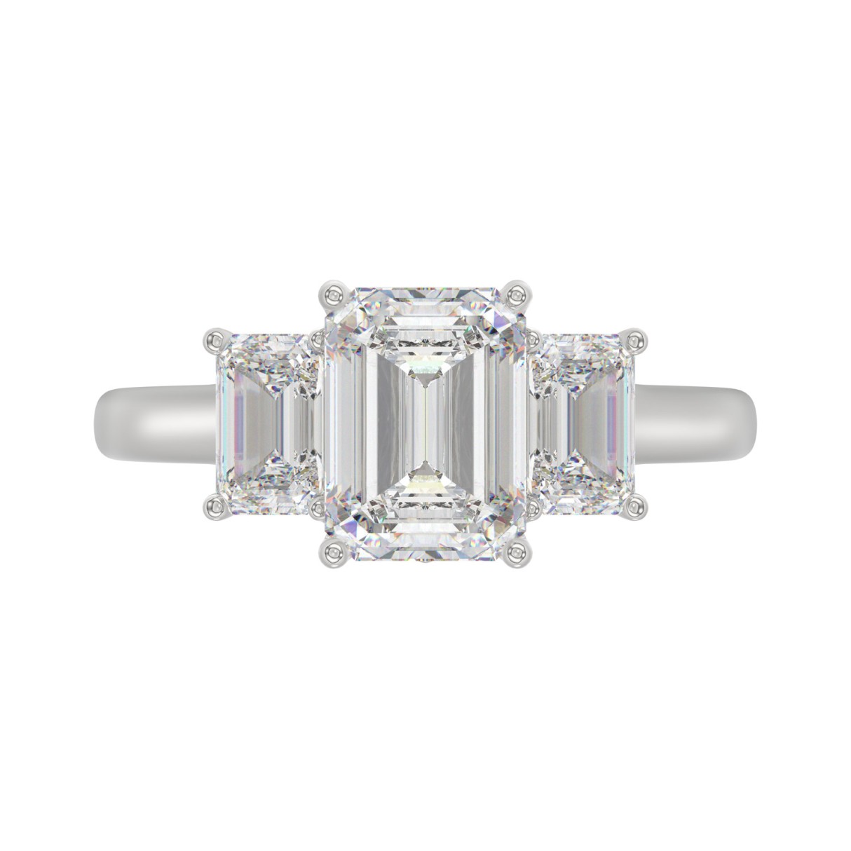 14K WHITE GOLD 3.00CT EMERALD DIAMOND LADIES RING (CENTER STONE EMERALD DIAMOND 2CT)