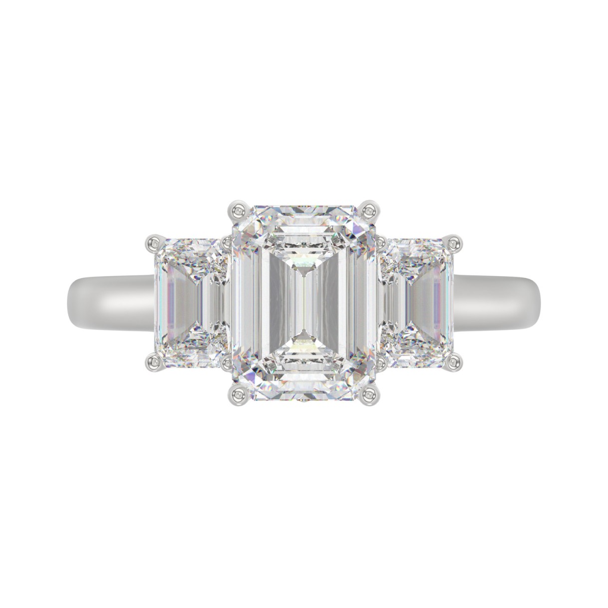 14K WHITE GOLD 3.00CT EMERALD DIAMOND LADIES RING (CENTER STONE EMERALD DIAMOND 2CT)