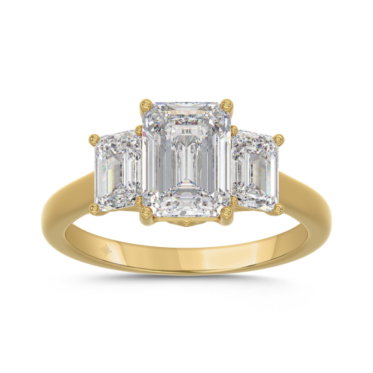 14K YELLOW GOLD 3.00CT EMERALD DIAMOND LADIES RING...