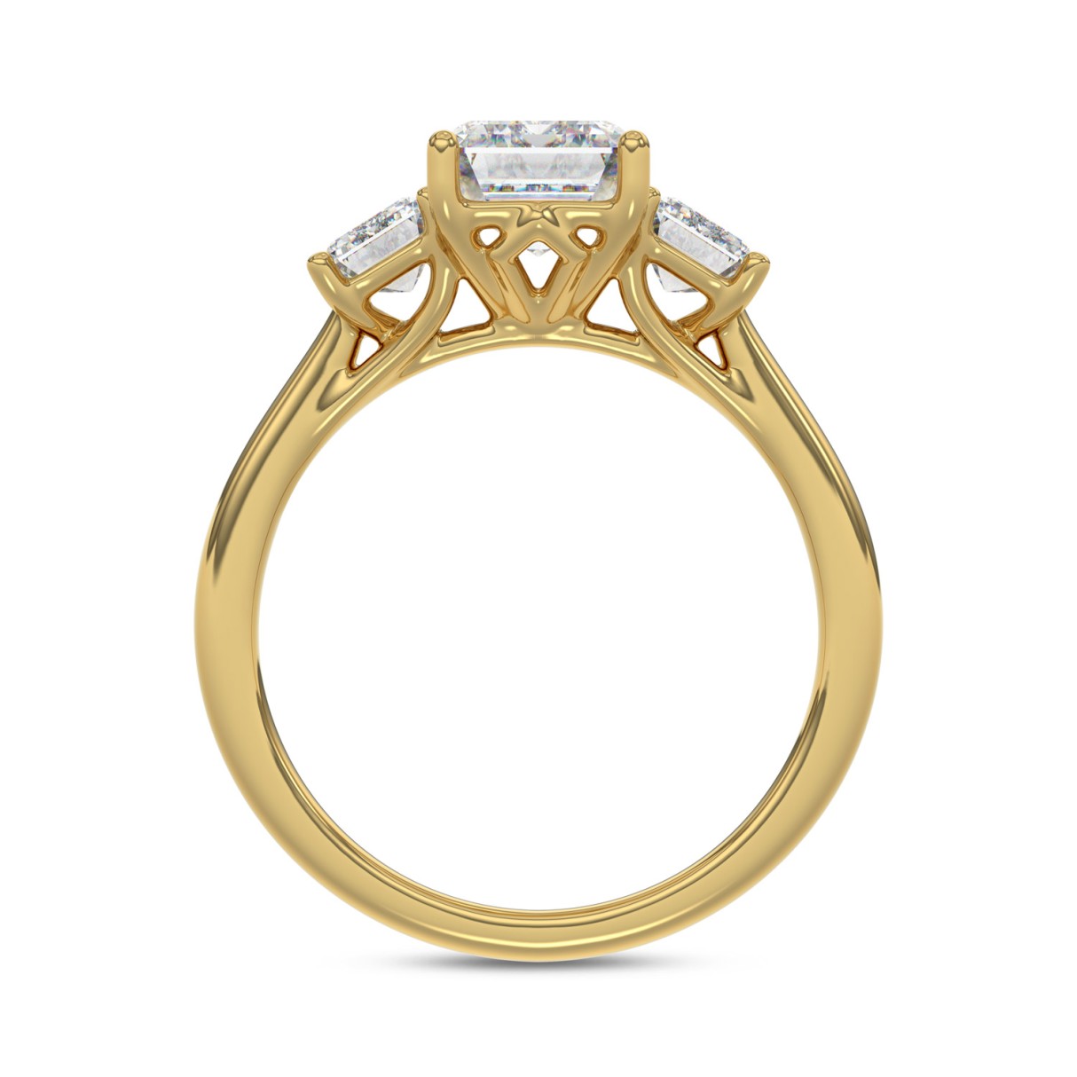 14K YELLOW GOLD 3.00CT EMERALD DIAMOND LADIES RING (CENTER STONE EMERALD DIAMOND  2CT)