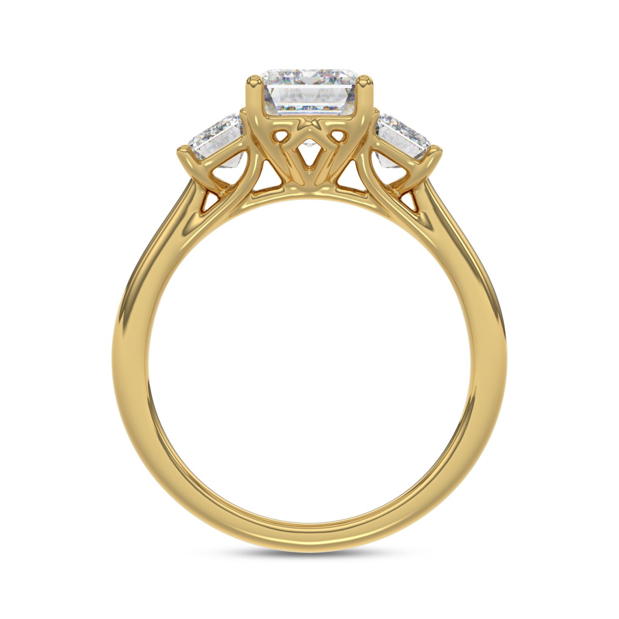14K YELLOW GOLD 3.00CT EMERALD DIAMOND LADIES RING (CENTER STONE EMERALD DIAMOND  2CT)